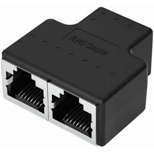 KOMI RJ45 Adaptateur Répartiteur Ethernet, Répartiteur de Câble Ethernet, Tête Traversante/tête en T/une à Deux Rallonges/connexion Tête en T Adaptateur Répartiteur de Réseau (Tête en T Noir)