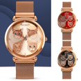 thumbnail image 3 of Creative Meow Cartoon Casual Quartet WatchRose Golden Noodle, 3 of 5