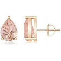 NYS Jewellrs 925 Sterling Silver 1 Ct Pear Cut Morganite Screw Back Stud Earring's For Women's 14K Rose Gold Plated