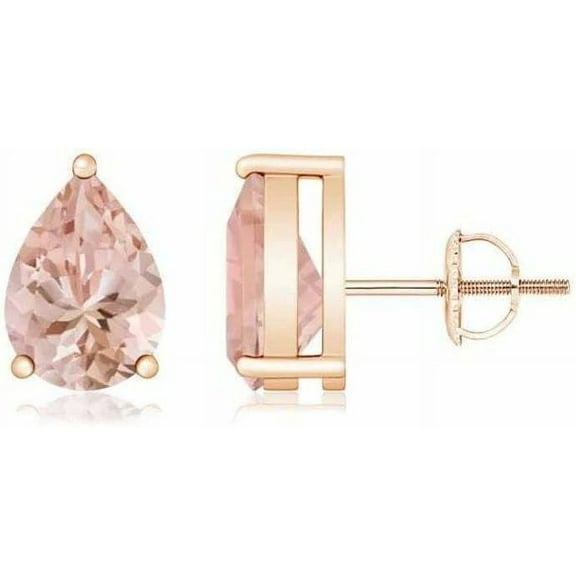 NYS Jewellrs 925 Sterling Silver 1 Ct Pear Cut Morganite Screw Back Stud Earring's For Women's 14K Rose Gold Plated