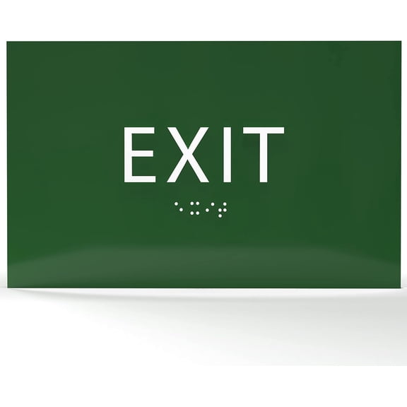 6"X4" Exit Sign - Tactile Graphics Grade 2 Braille Text | Modern Utility Wall Mount ADA Compliant Plastic Signs For Schools, Offices, Businesses, Apartments & Restaurants