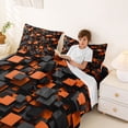 thumbnail image 3 of Homewish Orange Futuristic Cubes Queen Sheets,Abstract Artwork Queen Sheet Sets,4pcs,1 Flat Sheet, 1 Fitted Sheet and 2 Pillowcases, 3 of 6