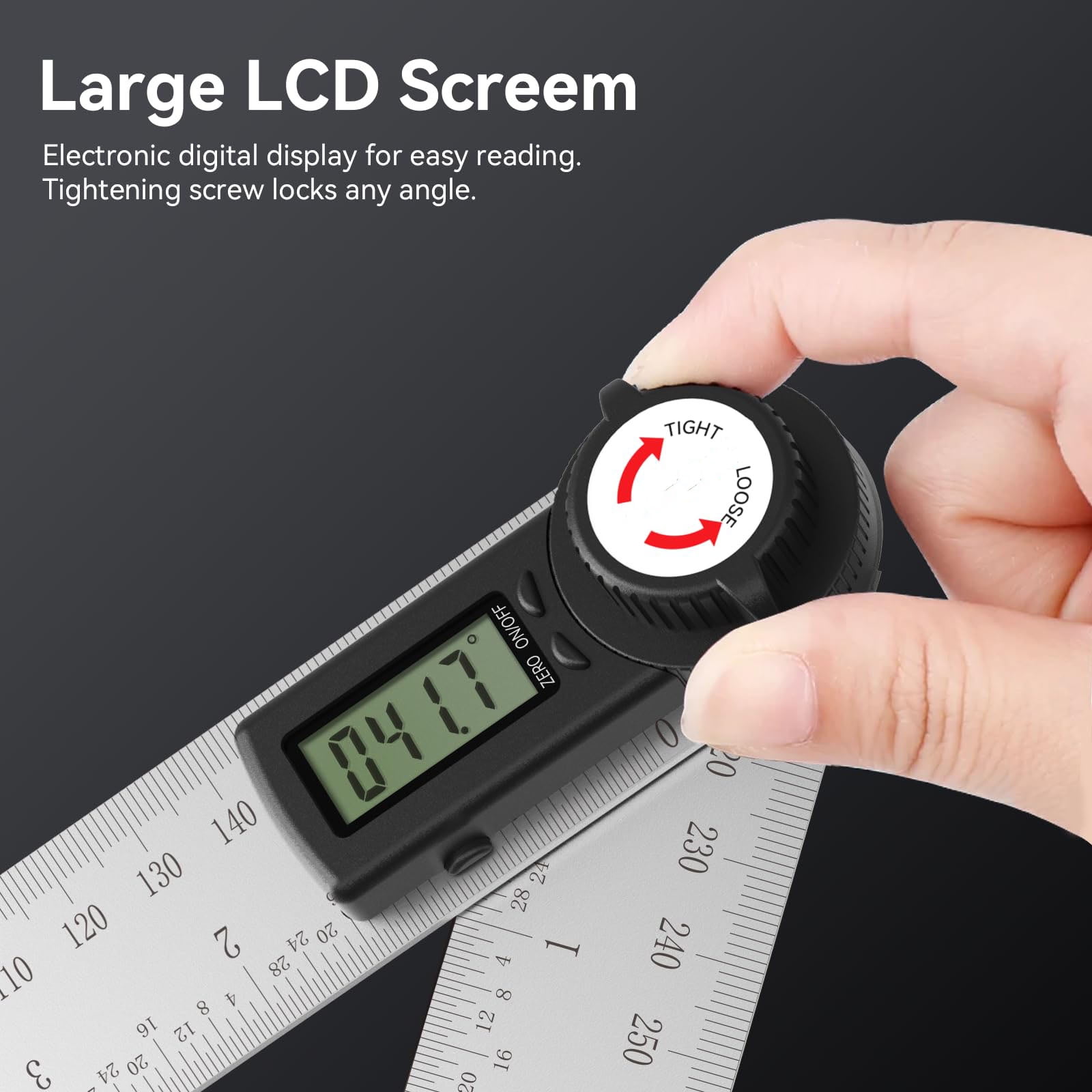 1 Pcs Digital Angle Finder Protractor Stainless Steel 7 Inch 200mm