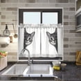thumbnail image 4 of Yayeee Kitchen Curtains Tier Pair Light Filtering 27"x36" Rod Pocket Short Cafe Window Panel, Black Cute Cat, 4 of 7