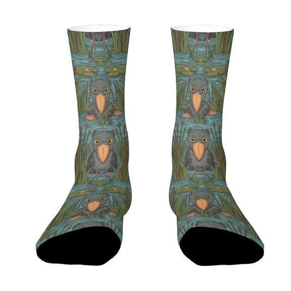Shoebill Stork Tall Funny Novelty Crew Socks for Women Men Sports