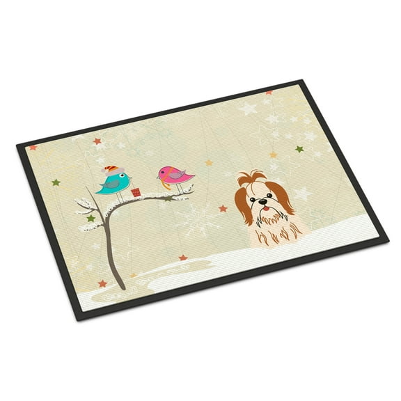 Carolines Treasures BB2559MAT Christmas Presents Between Friends Shih Tzu Red White Indoor or Outdoor Mat, 18 x 0.25 x 27 in.