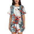 thumbnail image 1 of Xecao Ensemble de Pyjama à Manches Courtes Motif Baies Rouges pour Femmes, Vêtements de Nuit Doux avec Boutons, Haut et Shorts à Cordon avec Poches-4TG, 1 of 6