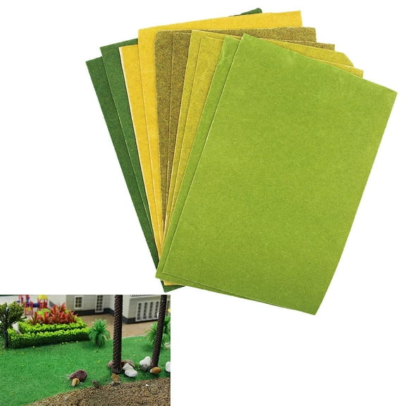 10 Pcs Model Grass Mat Train Artificial Garden Grass Mat Grass Lawn Turf Fake Grass Fake Turf Lawn Paper for DIY Miniature Ornament Garden Mini house Model Grass Train Railroad Scenery Landscape
