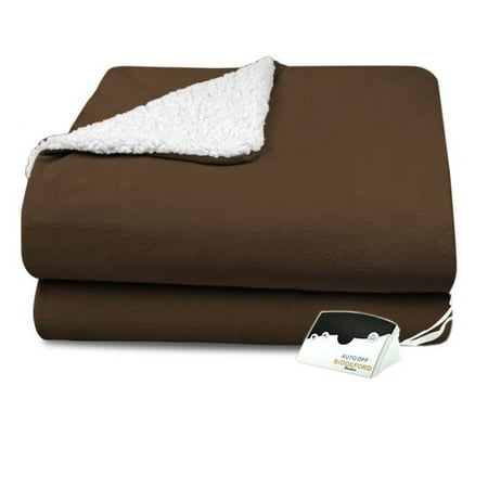 - Biddeford Electric Heated Micro Mink and Sherpa Blanket, Brown