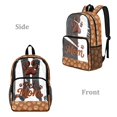 thumbnail image 2 of ZIATUBLES Clear Backpack Heavy Duty, Brown Pet Mom Paw Print Fabric & PVC Transparent Bag, Large Capacity See Through Backpack for School College Work Travel Security, 2 of 7