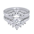 thumbnail image 5 of Round Shape White Cubic Zirconia Chevron Enhancer Guard Ring 14K White Gold Ring Size - 12, 5 of 5