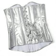 thumbnail image 2 of Corset Top for Women Plus Size Faux Leather Gothic Overbust Corset Top Silver Corset Size 5XL, 2 of 5