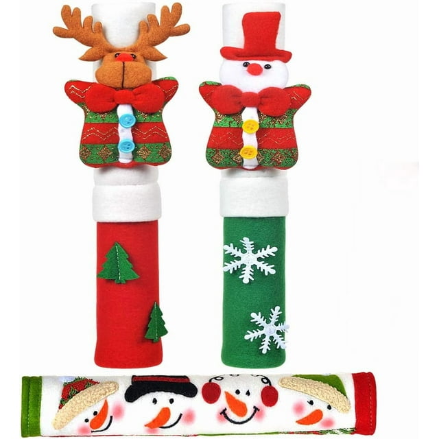 HZXC-Adorable Snowman Refrigerator Handle Covers Set | Cute &Practical Fridge Door Covers| Protective Kitchen Appliance Covers |Perfect Christmas Decorations Idea (3 Packs)