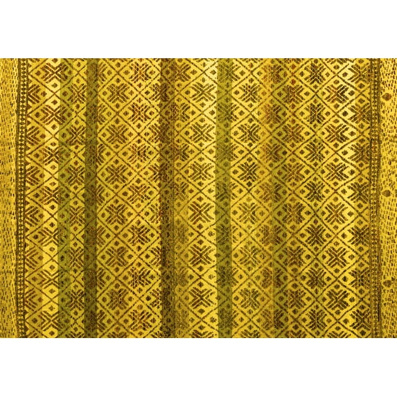 Ahgly Company Indoor Rectangle Abstract Yellow Modern Area Rugs, 8' x 10'