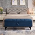 thumbnail image 2 of Bed Bench with 59" Blue Upholstery Storage | Multifunctional in Sleeping and Relaxing Areas | Button Tufted Top with Soft Fabric | Easy to Maintain for Cleanliness, 2 of 5