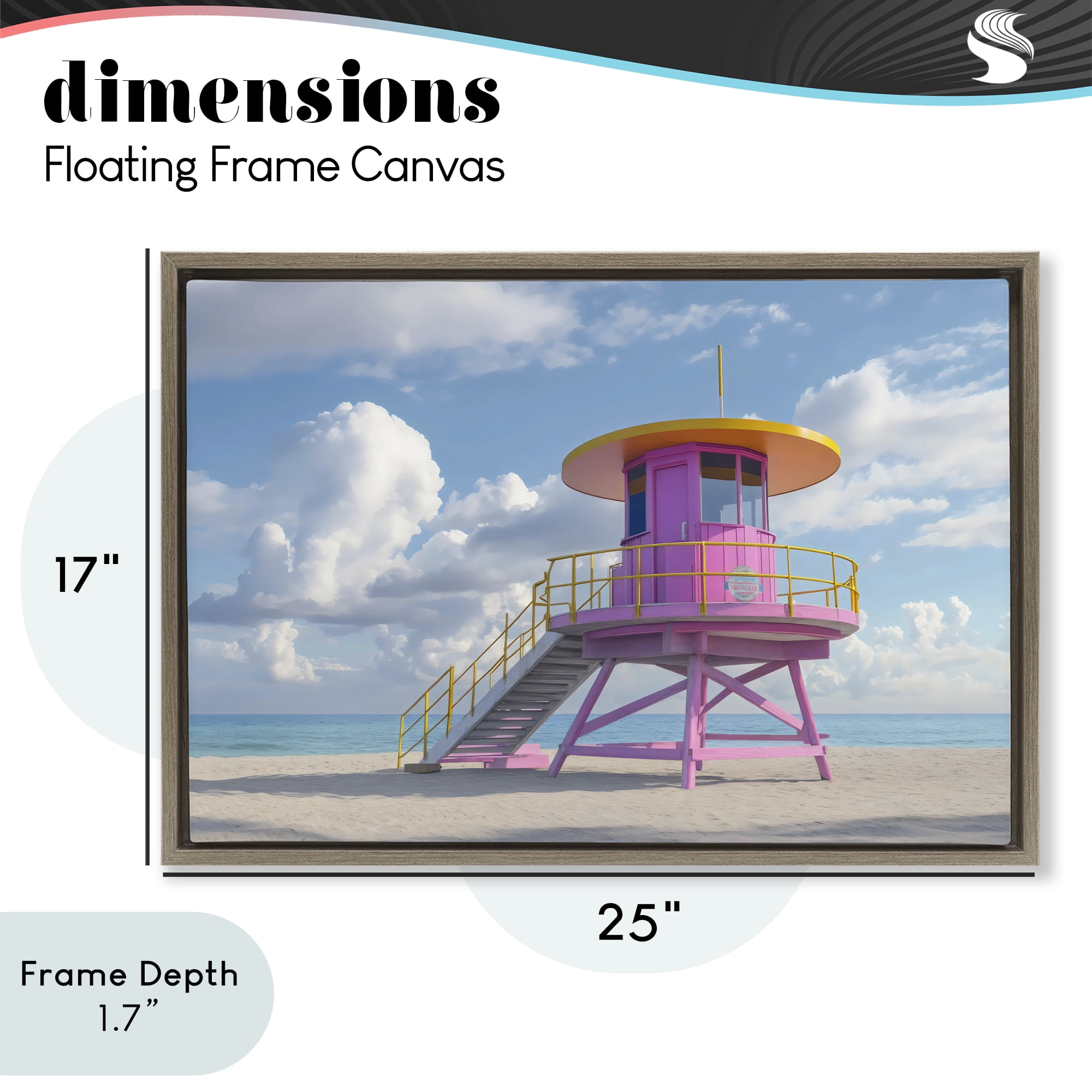 Stupell Industries Miami Beach Tower in Pink Brown Framed Floater Canvas Wall Art, design by Creative Studio