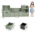 thumbnail image 5 of Hiphuta 71" Wide Kids Bookcase with Reading Nook, Large Toy Storage Organizer with 5 Drawers and Seat Cushion, Green, 5 of 7