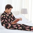 thumbnail image 6 of Honeii Popcorn Pattern Mens Pajamas Set,2pcs Men's Lounge Long Sleeve Sleep Shirt and Pajama Bottoms Sleepwear Set,Mens Pjs Sets-Large, 6 of 7