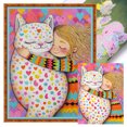 thumbnail image 1 of Hilo Algodón Ecológico Bordado Niña Estampada 11CT Con Punto Cruz Gato 40x55cm, 1 of 10