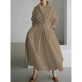 thumbnail image 2 of Elegant Women Plus Size Maxi Shirt Dress Long Sleeve Button Smocked Waist Loose Swing Long Dress with Pockets, 2 of 6