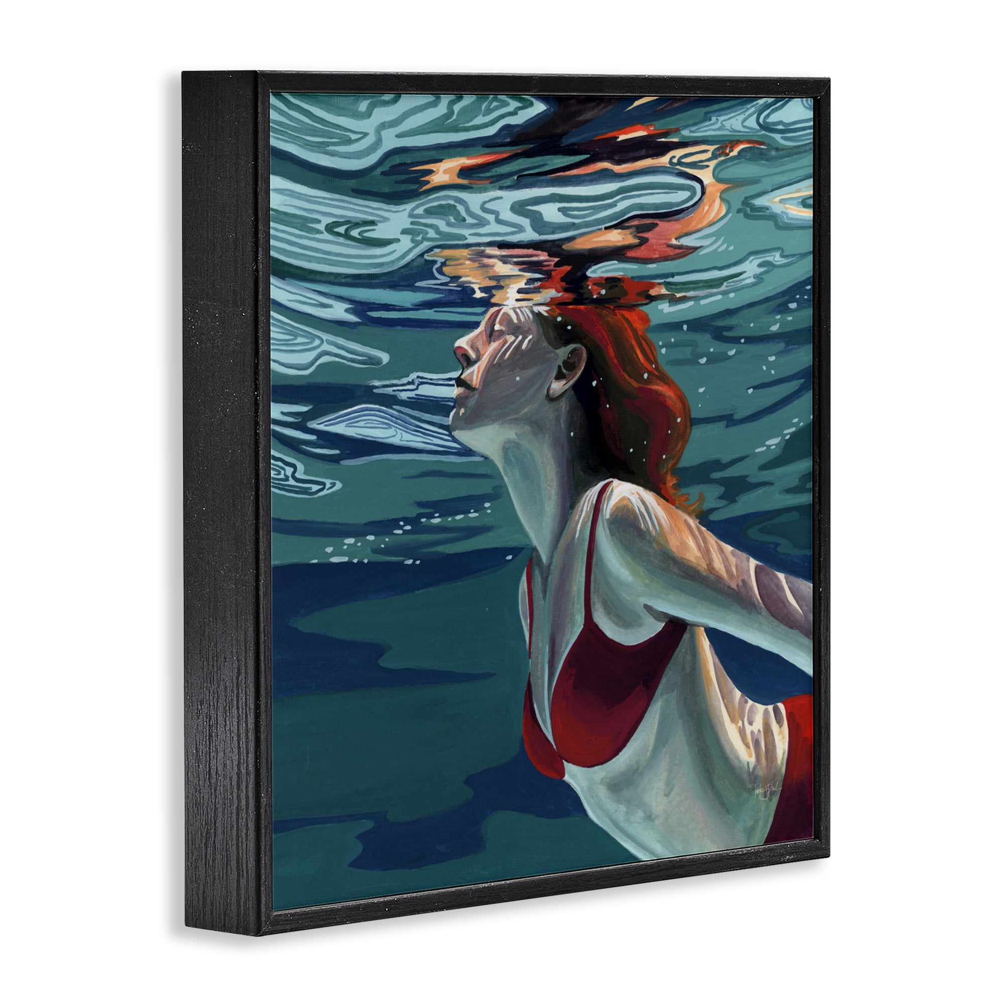 Stupell Industries Swimming To The Surface Black Framed Giclee Art, design by Kate Jarvik Birch