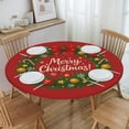 thumbnail image 2 of KiuLoam Merry Christmas Candy Stars Round Tablecloth Farmhouse Table Cover with Elastic Edge Washable Fitted Table Cloth for Kitchen Patry Outdoor Decor Fits 45"-50", Medium, 2 of 4