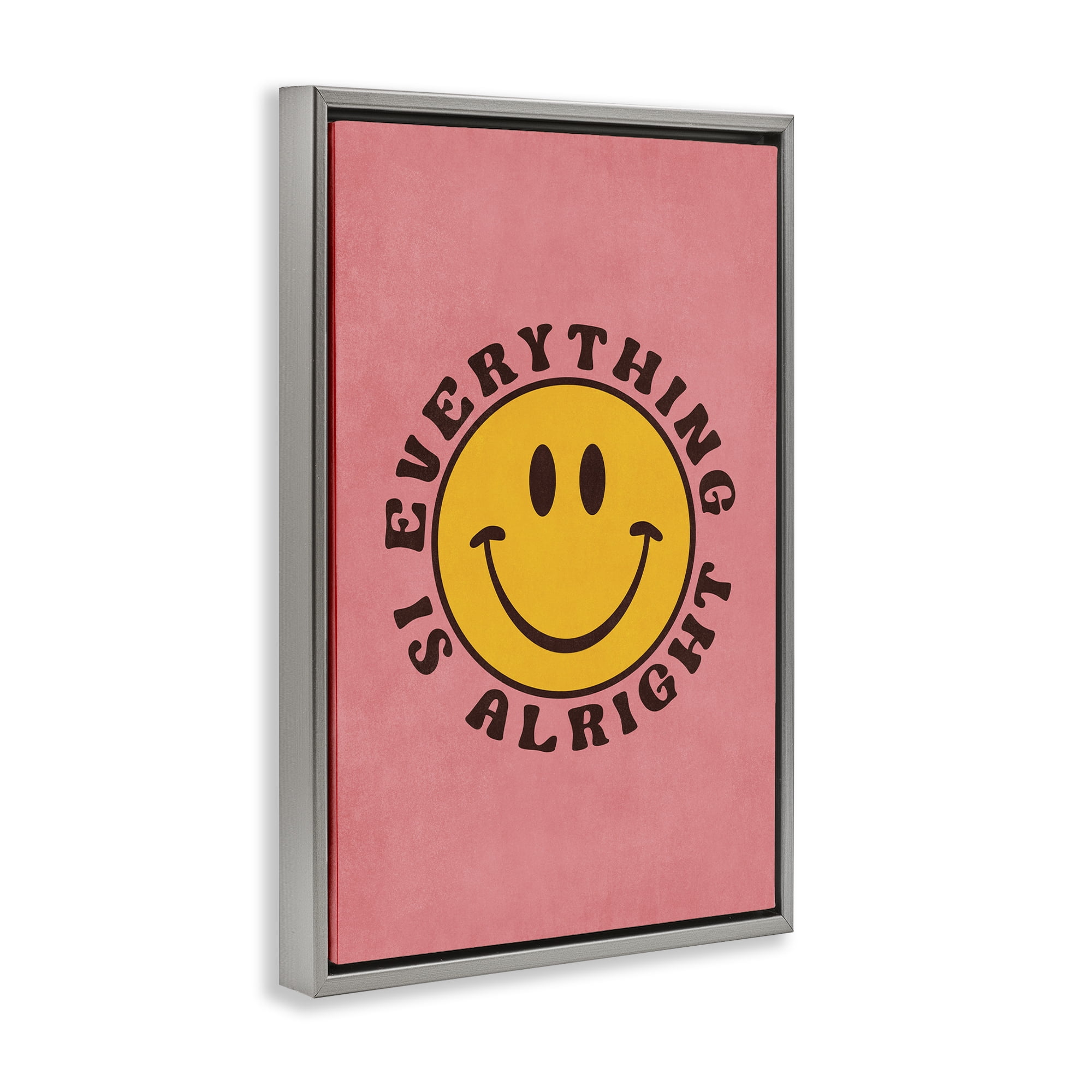 Stupell Industries Retro Everything Is Alright Text & Numbers Painting Gray Floater Framed Canvas Art Print Wall Art, 17 x 25