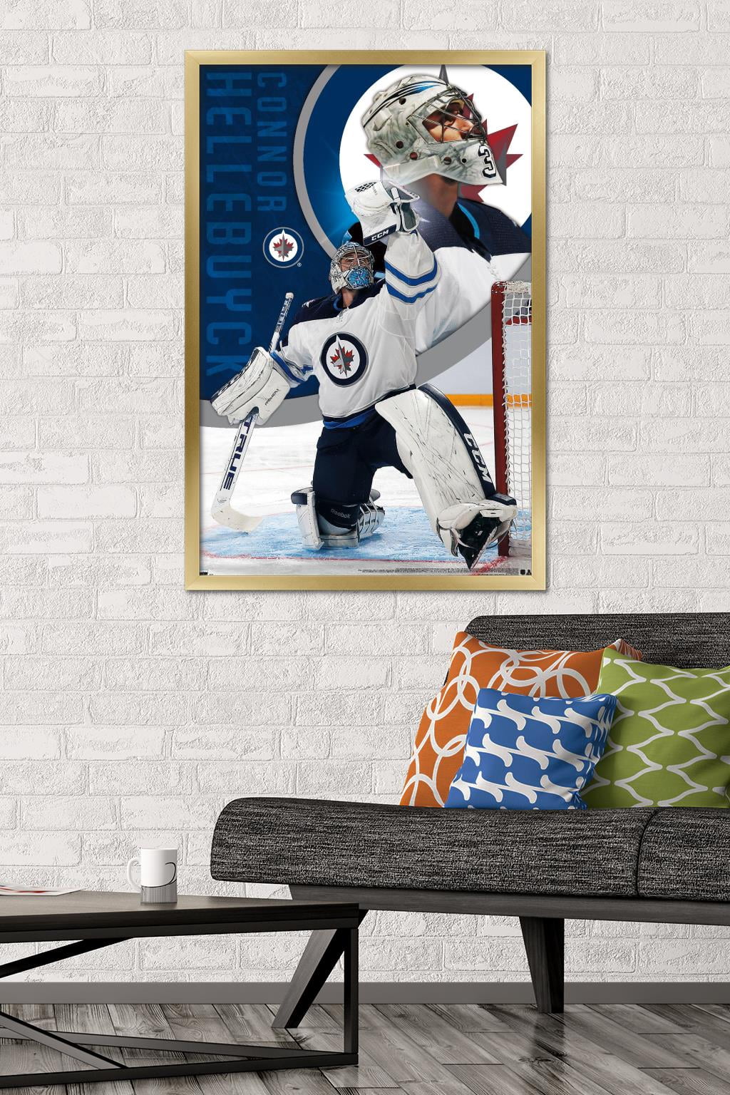 NHL Winnipeg Jets - Connor Hellebuyck 20 Wall Poster, 22.375" x 34", Framed