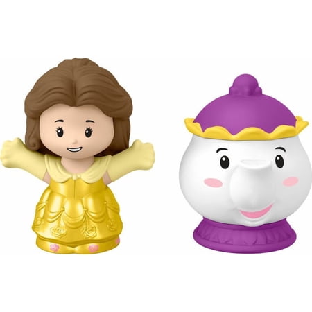 Fisher-Price Little People Disney Princess Belle & Mrs. Potts Figure Set Toddler Toy for Ages 18 Months & Up