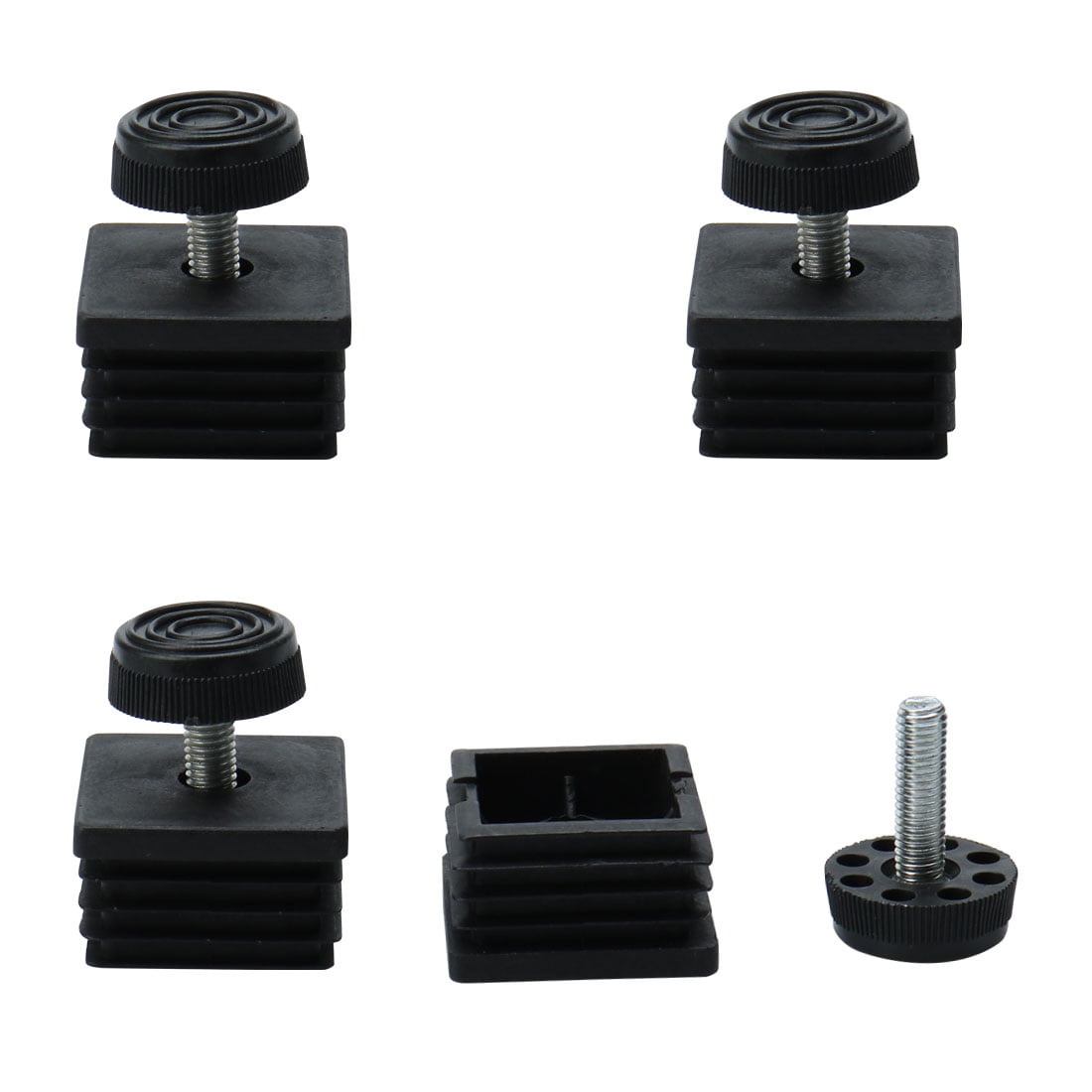 uxcell Square Table Desk Tube Insert Adjustable Leveling Foot Kit 48mm x 48mm 4 Sets
