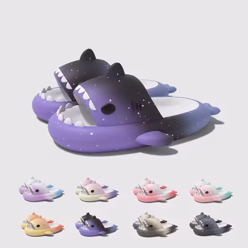 thumbnail image 2 of Zapatillas antideslizantes de tiburón para hombre y mujer, sandalias suaves con punta abierta, secado rápido, cielo estrellado, Nube, 2 of 8