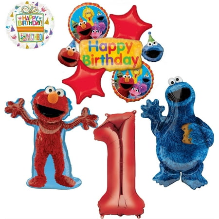 Sesame Street Elmo and Cookie Monster 1st Birthday Party Supplies Balloon Bouquet Decorations