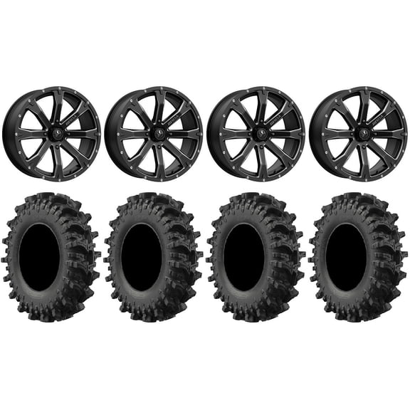 MSA Bounty 18" Wheels Black 32" MotoSlayer Tires Kawasaki Teryx Mule