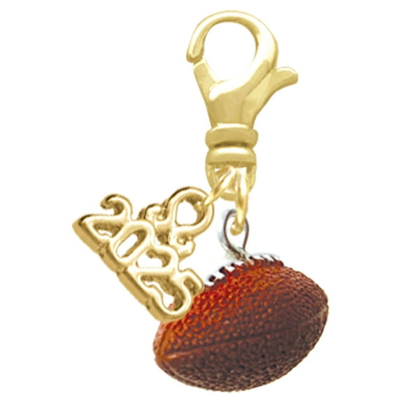 Delight Jewelry Resin Football - Gold-tone Clip on Charm with Mini Year 2025