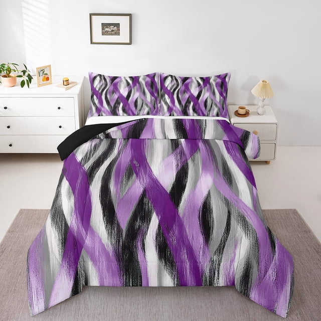 Erosebridal Geometric Stripe Bedding Twin Comforter Set,Abstract Artwork Down Comforter,Geometry Lines Decor,Reversible,Lightweight,2-Piece