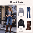 thumbnail image 3 of ATENAR Boots for Women,Knee High Boots,Round Toe,Slip-Resistant,Slip-On,Low Heel,Brown,40(US:7.5), 3 of 11