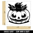 thumbnail image 2 of Little Raven Crow in Jack-O'-Lantern Pumpkin Halloween Self-Inking Rubber Stamp Ink Stamper - Sky Blue Ink - Small 1 Inch, 2 of 7