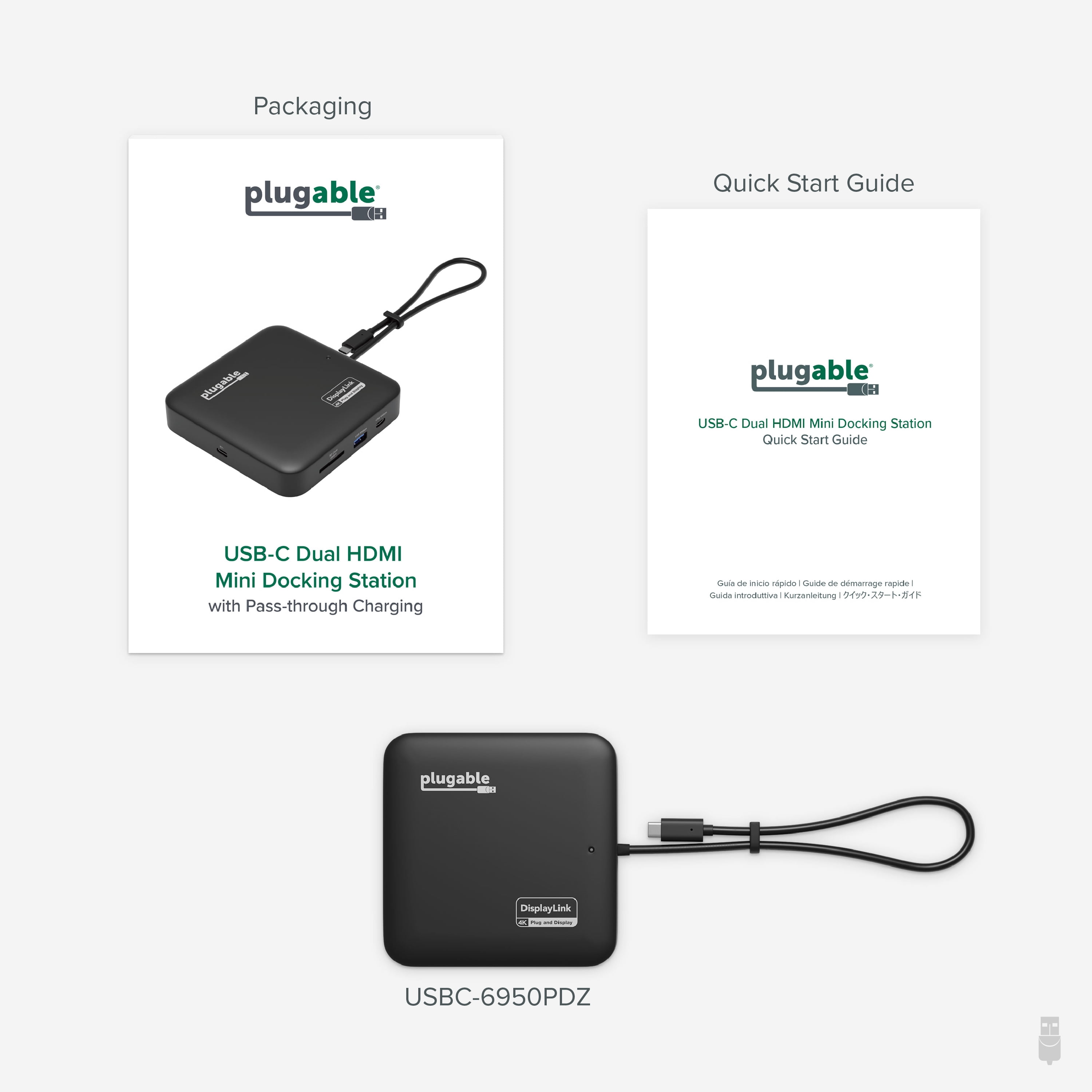 Plugable 7-in-1 USB C Docking Station Dual Monitor, Dual HDMI Dock is Compatible with Mac and Windows