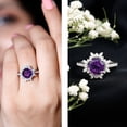 thumbnail image 3 of Rosec Jewels - Natural Amethyst Ring with Moissanite - AAA Quality Certified Amethyst Cocktail Ring - Ready to Gift for Women, 925 Sterling Silver, US 4.00, 3 of 8