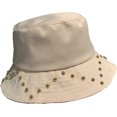 thumbnail image 4 of CoCopeaunts Plain Women Bucket Hat Bead Decorate Fisherman Hat Outdoor Wild Flat Top Foldable Basin Hat Four Seasons All-Match, 4 of 8