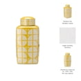 thumbnail image 4 of Square Ceramic Jar with Lid for Home and Living Room Decor - Decorative Flower Vase for Bedroom, Office, and Dining Room - Accent Jar for House and Tabletop Styling - 18", Yellow & Ivory, 4 of 10