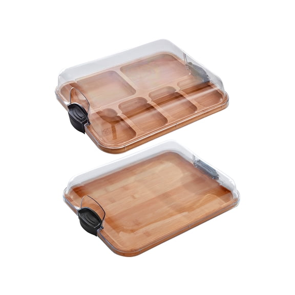 Farberware Build-a-Board 11 x 14-Inch 2-Piece Bamboo Charcuterie and Snack Board Set with Clear Locking Lids