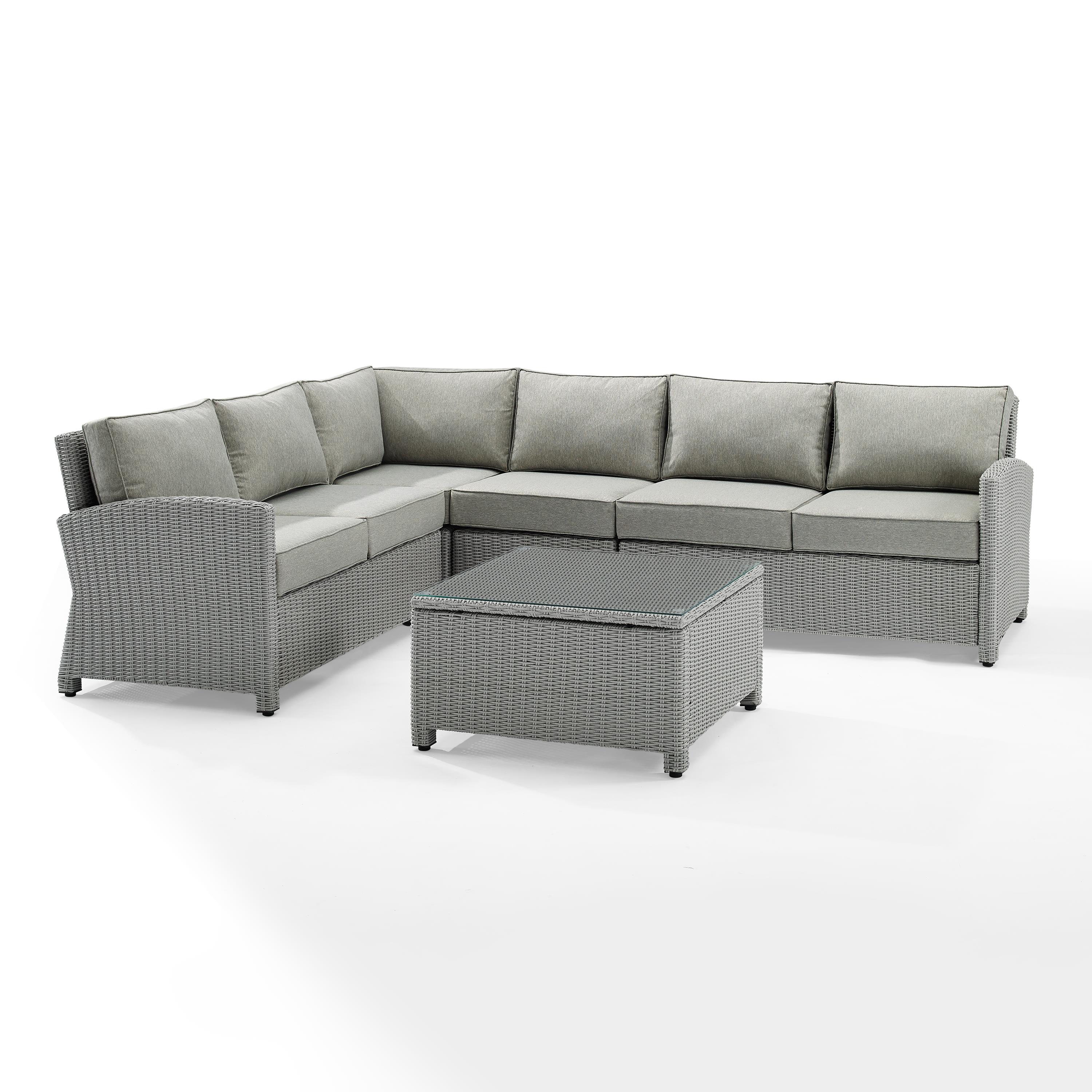 Crosley Furniture Bradenton 5-Piece Outdoor Sectional Sofa Wicker Conversation Patio Furniture Set for Deck - image 2 of 9