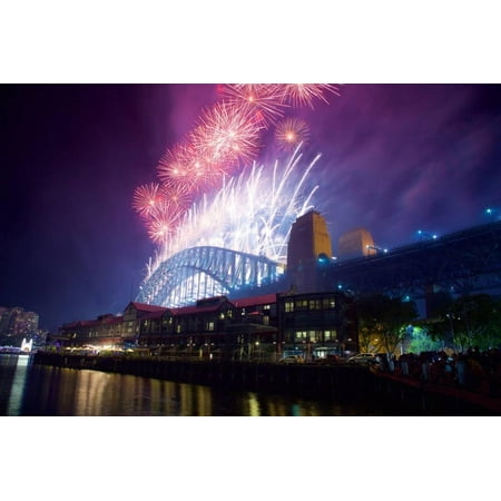 Sydney Harbour Bridge and New Years Eve Fireworks, Sydney, New South Wales, Australia, Oceania Print Wall Art By Frank