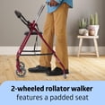 thumbnail image 3 of Andador con ruedas Medline de 2 ruedas para adultos y personas mayores, capacidad de peso de 136 kg, color burdeos, ruedas de 12,7 cm, asiento acolchado, plegable, asas ajustables y frenos de presión., 3 of 5