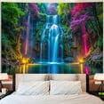 thumbnail image 7 of Simpkeely Blacklight Waterfall Tapestry - UV Reactive Glow in the Dark Neon Forest Wall Hanging, Vibrant Nature Landscape Wonderland for Bedroom, Living Room Decor - 51.2" x 59.1", 7 of 7