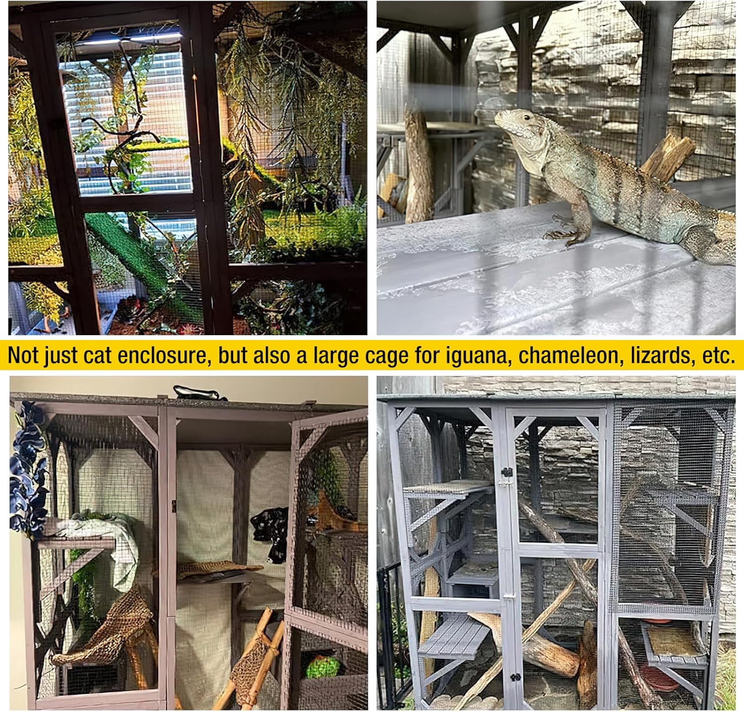 Aivituvin Catio Outdoor Cat Enclosure with 7 Platforms, 2 Resting Boxes, Large Window Cat House for 6-8 Mulitiple Cats Walk in Kitty Cage with Weatherproof Tarp Roof 71"