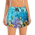 thumbnail image 2 of Picia Corals and Tropical Fish Pattern Women's 2 in 1 Athletic Running Shorts High Waisted Workout Casual Gym Sweat Shorts with Comfy Liner Zipper Pockets-Large, 2 of 9