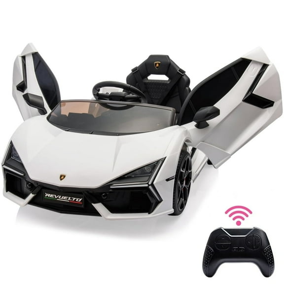 Licensed Lamborghini Revuelto Ride-On Car for Kids – 12V Battery-Powered Electric Vehicle with Remote Control, Music, Bluetooth, USB, and Headlights, White
