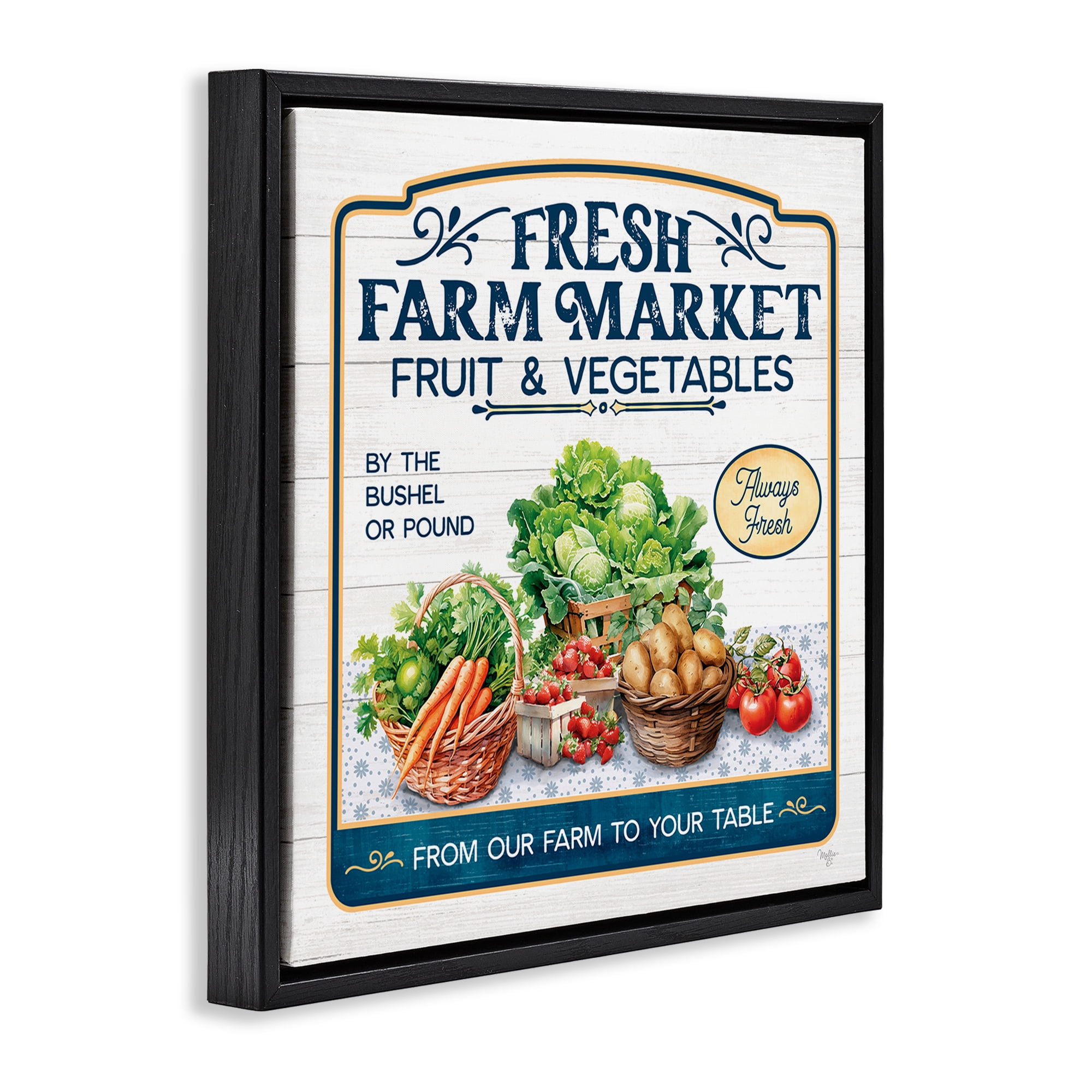 Stupell Industries Fresh Farm Market Food & Beverage Painting Black Floater Framed Canvas Art Print Wall Art, 25 x 25